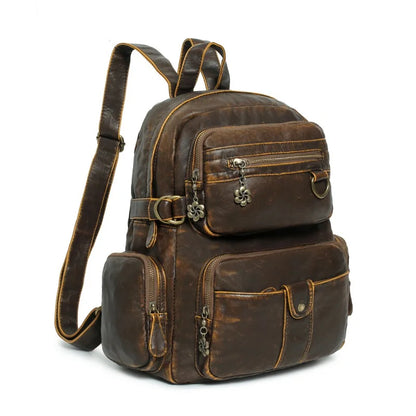 Damen-Schulrucksack Großes Fassungsvermögen 20-35 Liter Mit Gepolstertem Rücken Vintage Schwarz