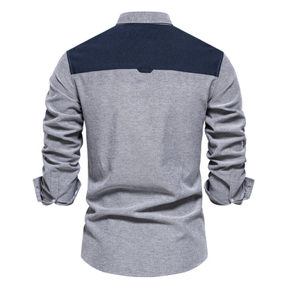 Herren Patchwork Hemd Aus Atmungsaktivem Oxford Stoff Für Den Langlebigen Look