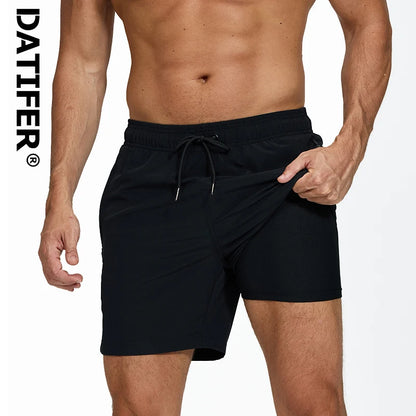 Lange Herren-Shorts aus Polyester mit Innenfutter und seitlicher Reißverschlusstasche – ideal für Strand und Fitnessstudio