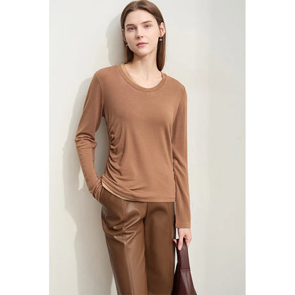 Damen T-Shirts im Minimalismus-Stil mit Patchwork für den Herbst 2024