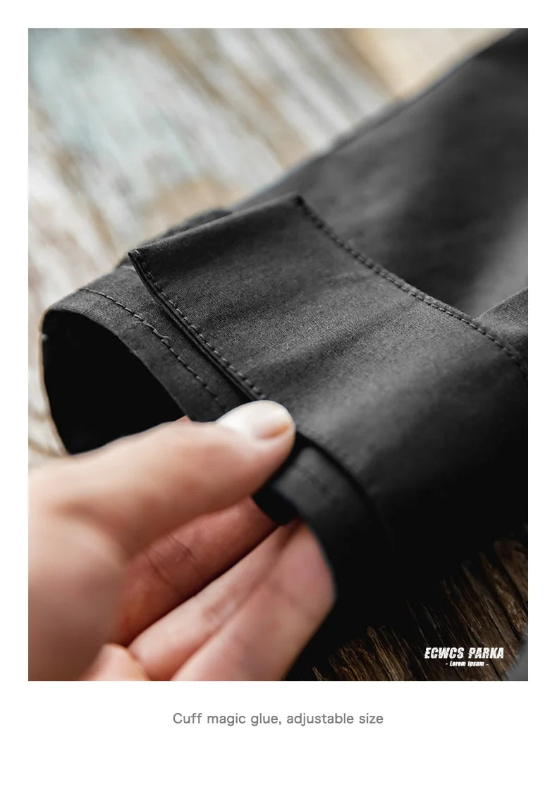 Herren Outdoor Sport Kapuzenjacke Windjacke Motorrad Stil Mittellanger Mantel Taschen Herbst