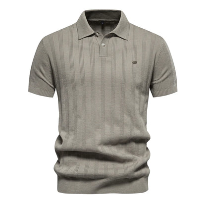 Premium Geripptes Herrenpoloshirt Leicht Atmungsaktiv