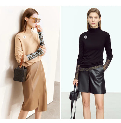 Damen T-Shirts mit AMII Logo im Casual-Stil für Frühling und Herbst