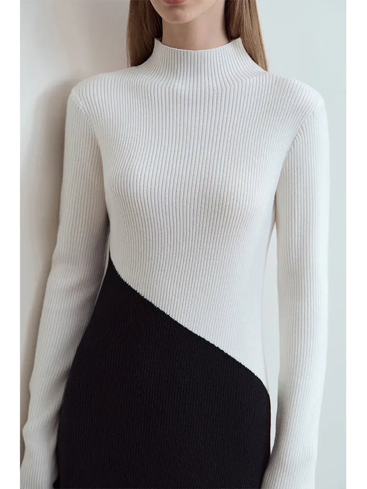 Elegantes Langarm Strickkleid Für Damen Warm Kälteschutz