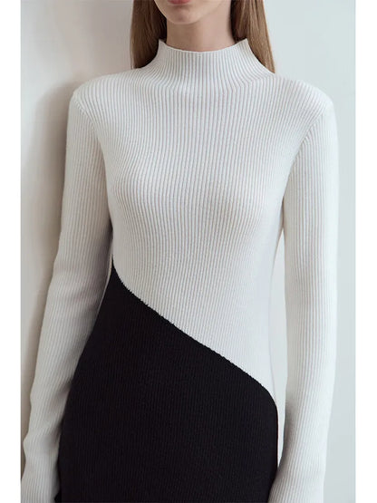 Elegantes Langarm Strickkleid Für Damen Warm Kälteschutz