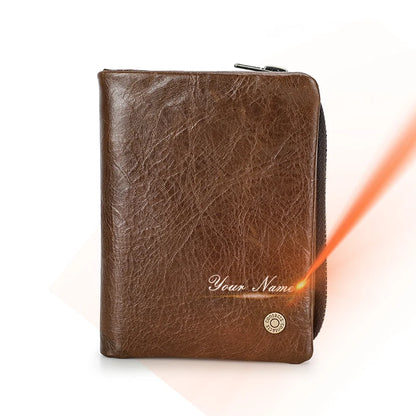 Herren Echtleder Geldbörse Bifold Vintage RFID Kartenhalter Münzfach Luxus Reise