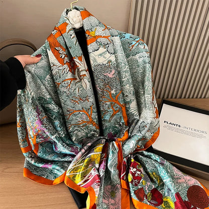 Damen Satin Seidenschal Hijab Sommer Sonnenschutz Strand Kopftuch Foulard