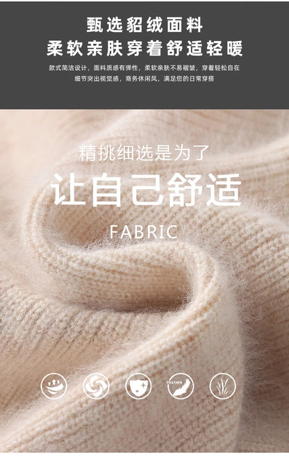 Pullover aus 100 % reinem Nerz-Kaschmir für Herren, Stehkragen, verdickte Strickjacke, Herbst/Winter, warm, lässig, gestrickt, große Oberteile mit Reißverschluss