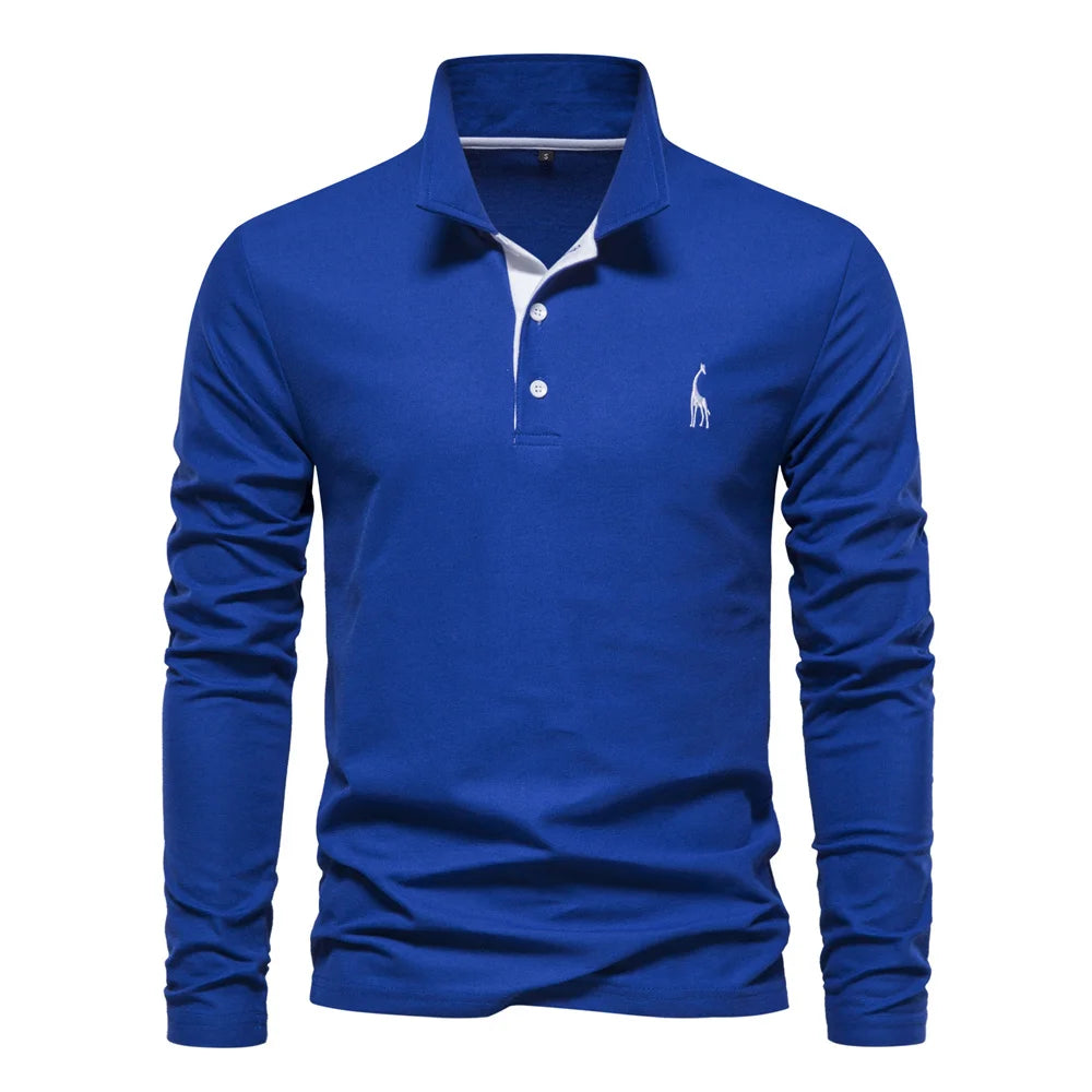 Premium Herren Langarm Polo Shirt Atmungsaktiv Und Elegant Für Business
