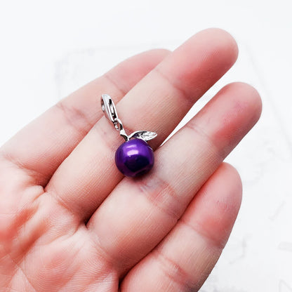 Damen-Charm-Anhänger Apfel lila Emaille süß II aus Sterlingsilber