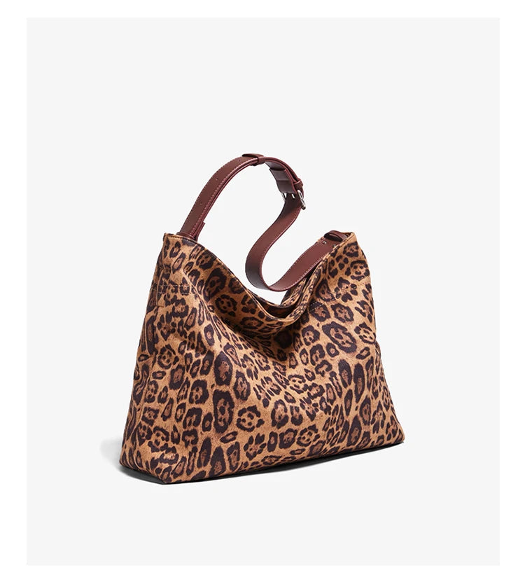 Damen Schultertasche Groß Kapazität Oversize Leopardendruck Modische Tote Tasche