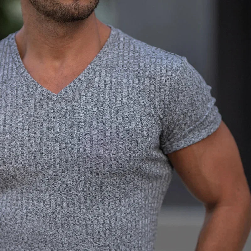 Modisches Herren-Casual-T-Shirt mit Streifen und Rundhalsausschnitt – ideal für den Sommer