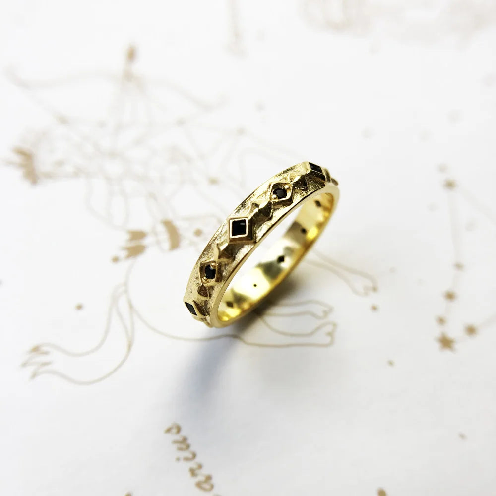 Damen-Ring schwarzer Stein Vintage aus Sterlingsilber