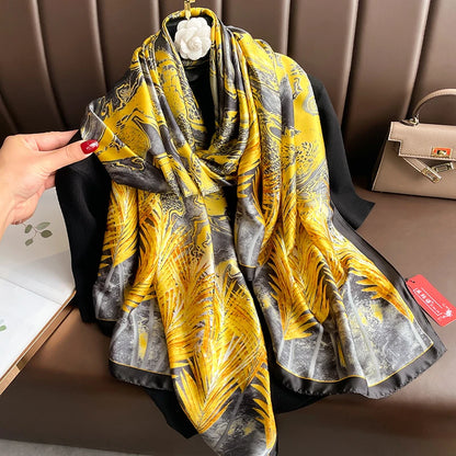 Damen Seidenschal groß 180x90cm Sommer Strand Foulard Bandana weich