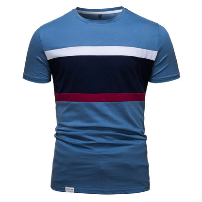 Herren T-Shirt aus 100 Prozent Baumwolle mit kurzem Patchwork-Design