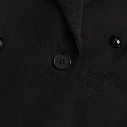 Lange Damenjacke mit Reverskragen und Patchwork-Design – lässig und minimalistisch