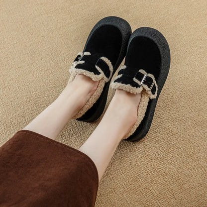 AIYUQI Women Sneakers Winter 2024 New Velvet Genuine Leather Beanie Shoes Women Flat Large Size Women Casual Shoes