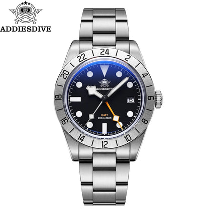 Herren GMT Luxus-Quarzuhr 200m Edelstahl BGW9 Super Leuchtzeiger