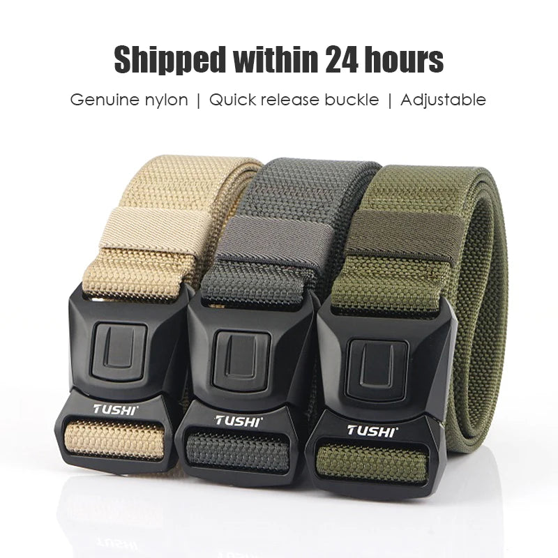 VATLY Nylon Casual Gürtel Herren Schnellverschluss Military Tactical Braun