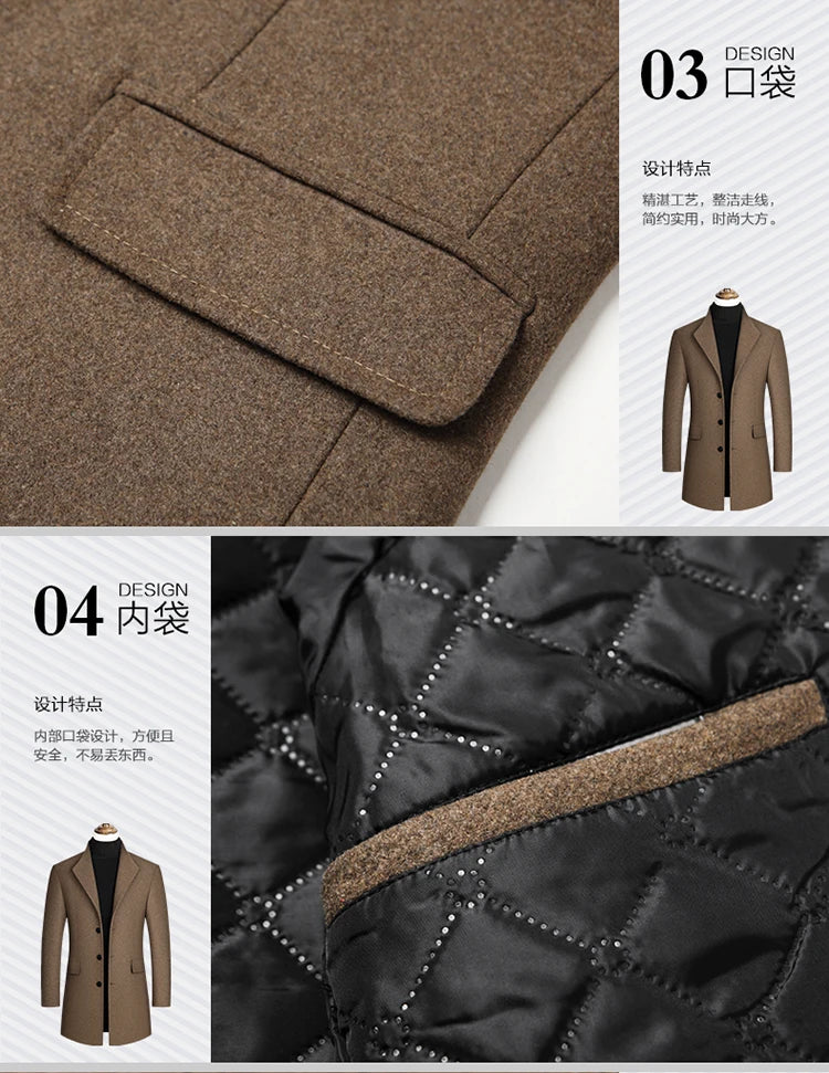 Eleganter Wollmantel für Herren – Herbst & Winter
