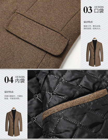 Eleganter Wollmantel für Herren – Herbst & Winter