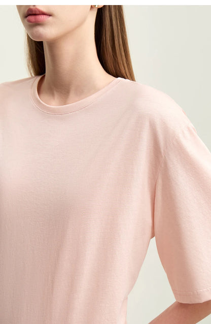 Damen T-Shirt im minimalistischen Stil aus leichtem elastischen Baumwollstoff