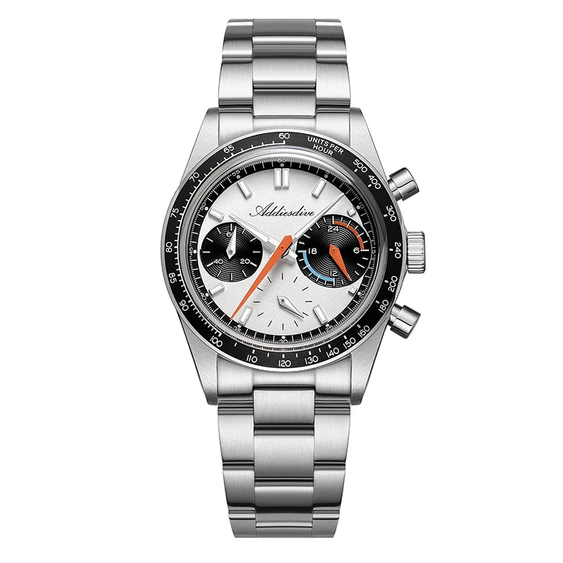 ADDIESDIVE 37mm Men Watch AD2539 BGW9 Super Luminous Chronograph Watch Bubble Mirror Glass 10Bar Waterproof VK63 Quartz Watches