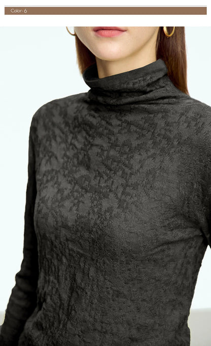 Damen-Rollkragenpullover Wolle-Mix schlank dünn Winter