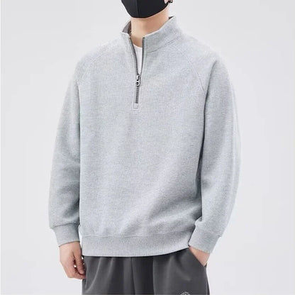 Männer Pullover im y2k Vintage Stil mit Stehkragen und halbem Reißverschluss