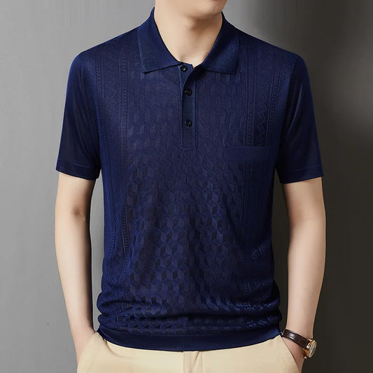 Kurzes Herren-Poloshirt mit Perlenkragen – ideal für Sport und Freizeit im Sommer