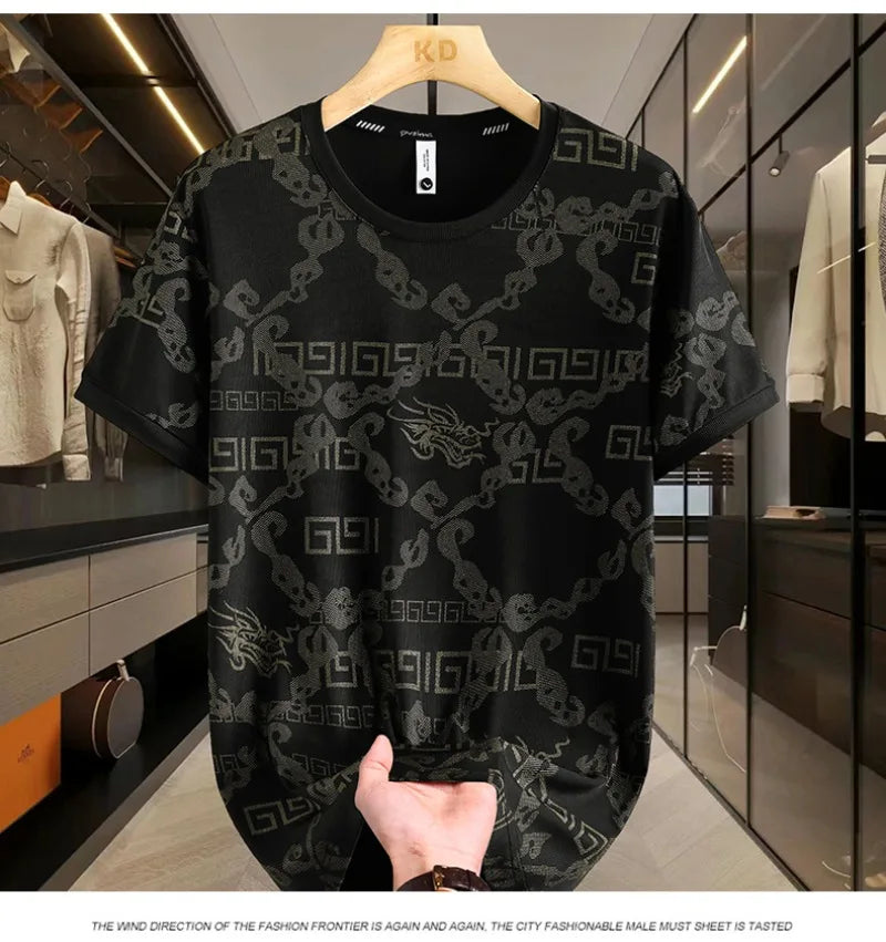 Herren T-Shirt im lässigen Stil aus eisiger Seide mit kurzem Arm