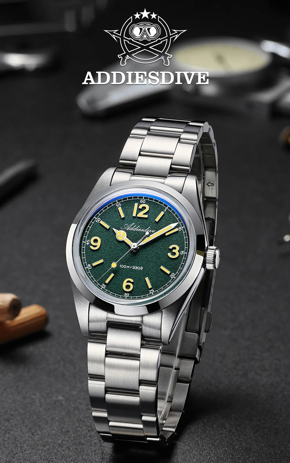 Herren-Quarzuhr 36 mm mit Bubble-Glas in Sommerfarben
