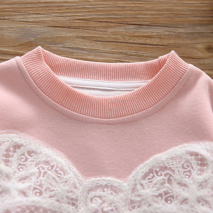 Mädchen Hoodie Set mit Bogen und breiten Beinhosen für Herbst 1-6 Jahre