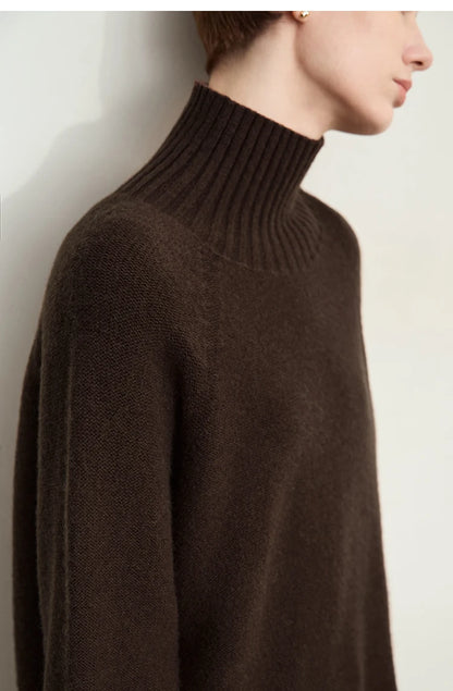 Damen-Rollkragenpullover 100 % Wolle nahtlos antibakteriell Winter