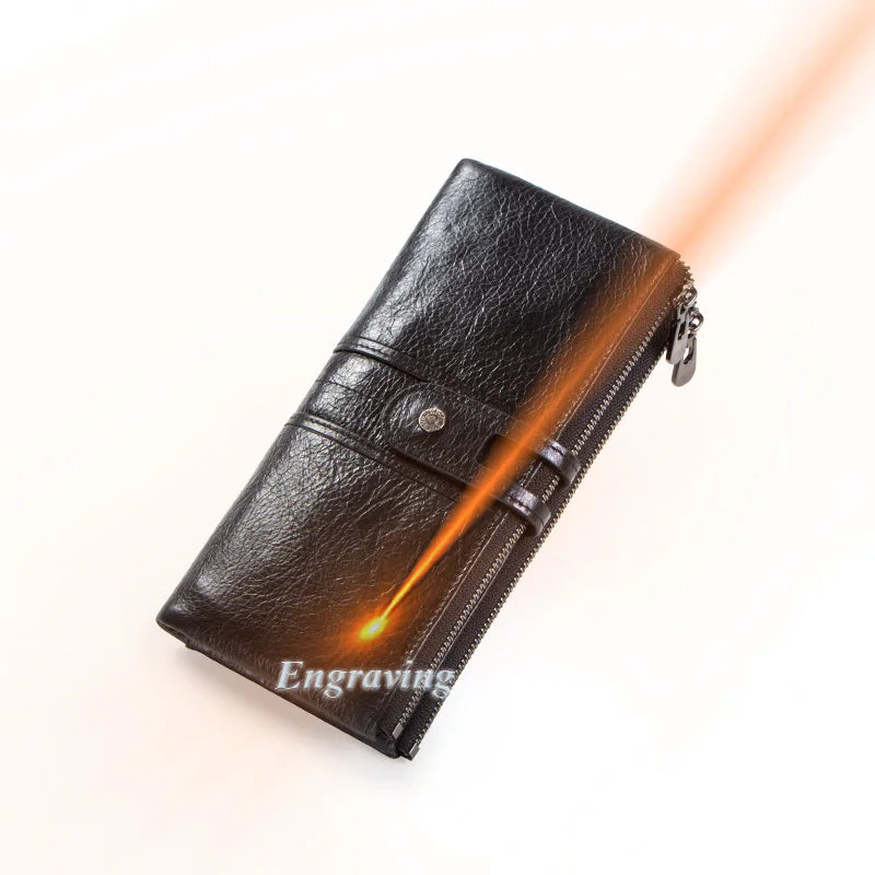 Herren Echtleder Lange Geldbörse Vintage 13 Fächer Kartenhalter Fotohalter Reise
