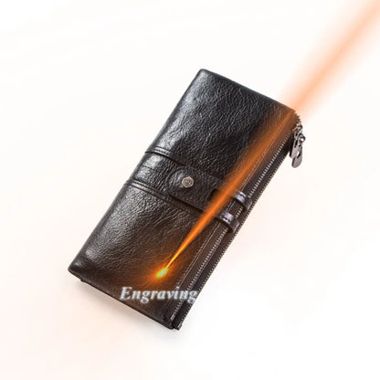 Herren Echtleder Lange Geldbörse Vintage 13 Fächer Kartenhalter Fotohalter Reise