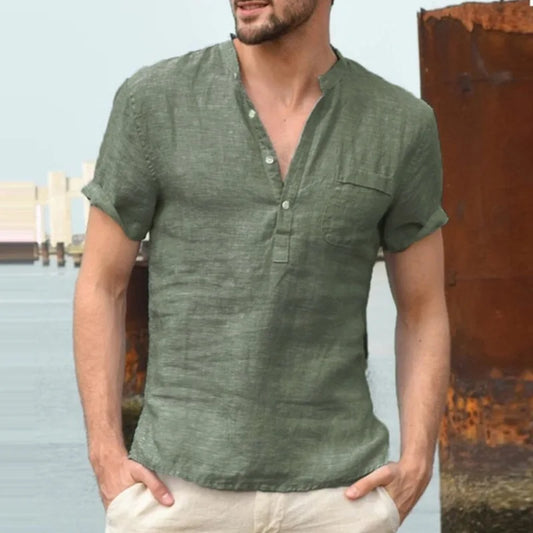 Kurzärmeliges Herren-Business-Casual-Hemd für den Sommer mit echter Brusttasche – atmungsaktiv und leicht