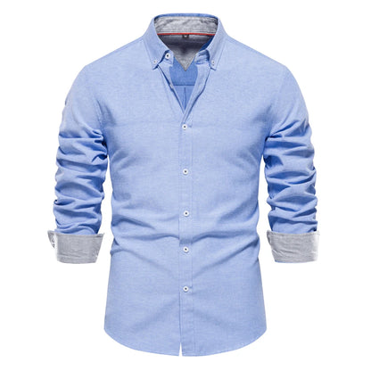 Herren Oxford Hemd aus Baumwolle mit langen Ärmeln für Casual-Look