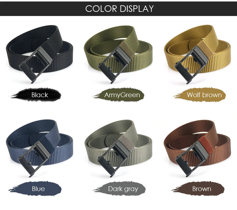 Herren-Gürtel aus Nylon 3,8 cm Breite verstellbar mit automatischer Schnalle für Alltag und Abenteuer
