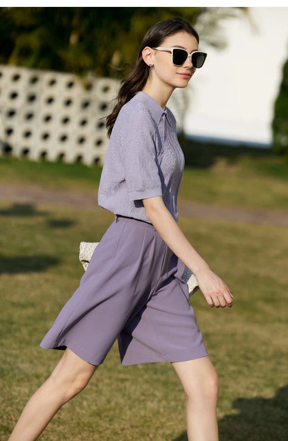 Damen Shorts im minimalistischen Stil für das Büro mit weitem Bein