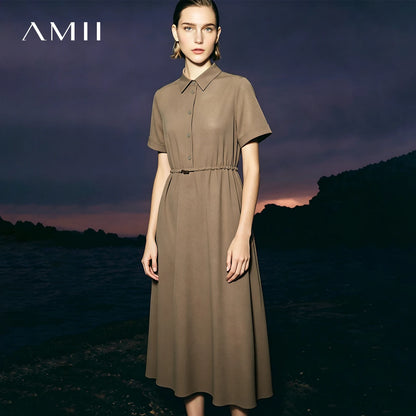 Elegantes Damenkleid Mit Reverskragen Und Kordelzug Für Ihr Büro