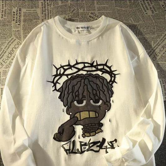 Herren-Pullover mit O-Ausschnitt und Cartoon-Print – warmes, modisches Design für Herbst und Winter