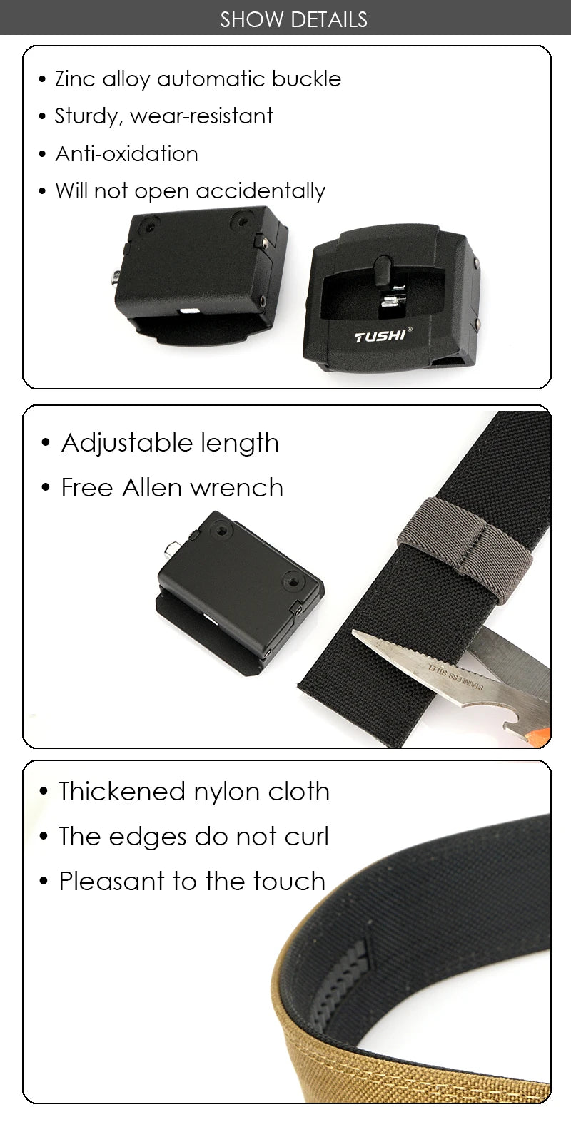 Herren-Taktischer Gürtel aus Nylon mit automatischer Metallschnalle für Outdoor-Einsatz