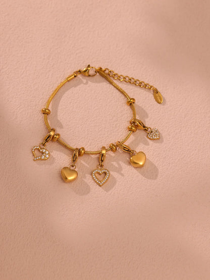 Damen-Charm-Armband mit Herz-Zirkonia