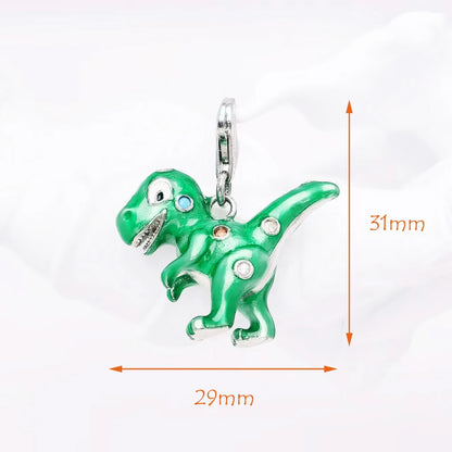 Damen-Charm-Anhänger grüner Dinosaurier süß DIY aus Sterlingsilber
