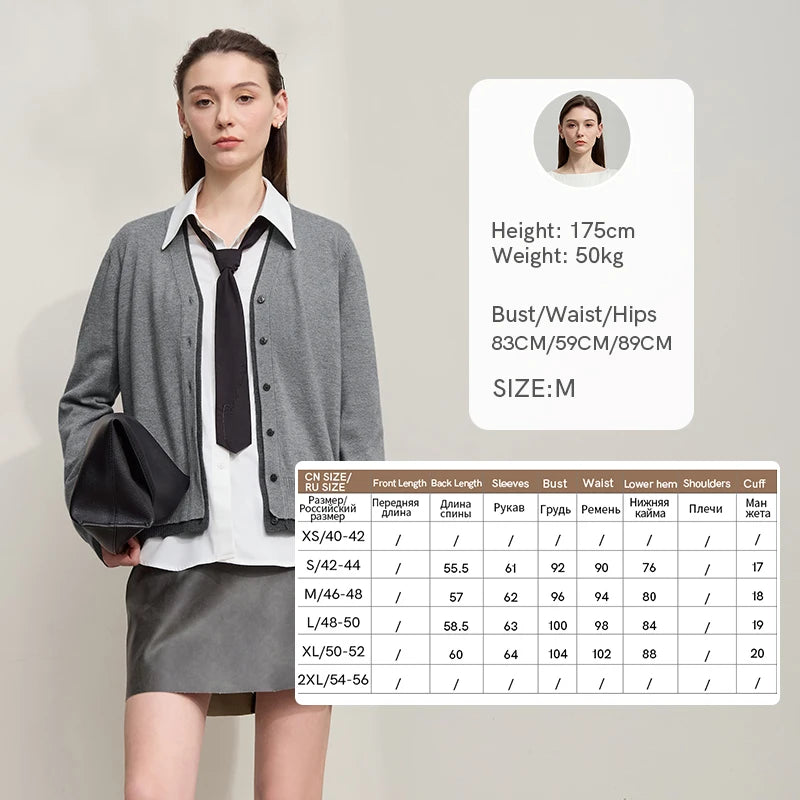 Damen-Strickjacke V-Ausschnitt koreanisch Fake-Zweiteilig Wolle locker Herbst