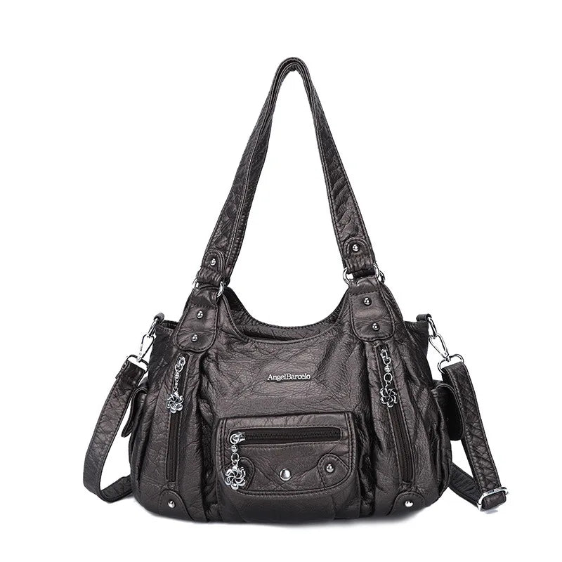 Damen-Schultertasche Aus PU-Leder Mit Reißverschluss Und Innenfach Für Alltag Und Freizeit