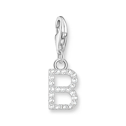 Damen-Charm-Anhänger Buchstaben weißer Stein klassisch aus Sterlingsilber