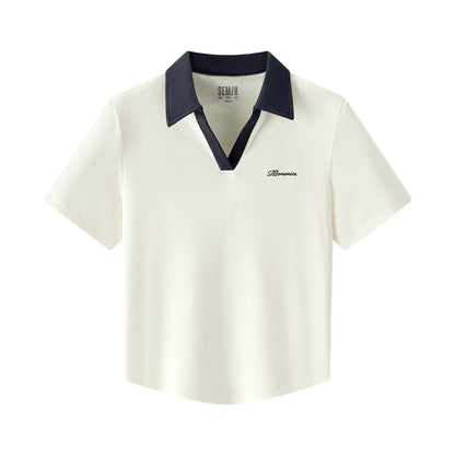Semir Poloshirt für Damen, abgeschnitten, schmale Passform, elegant, 2025, neuer Sommer, bestickter Pullover, minimalistisch, für lässigen Stil