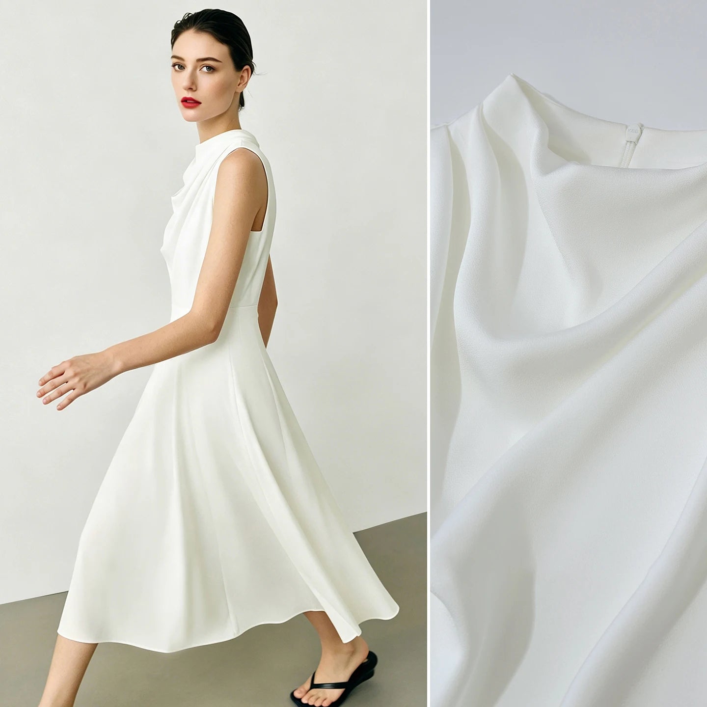 Elegantes Damenkleid Mit Wasserfallausschnitt Für Berufsfrau
